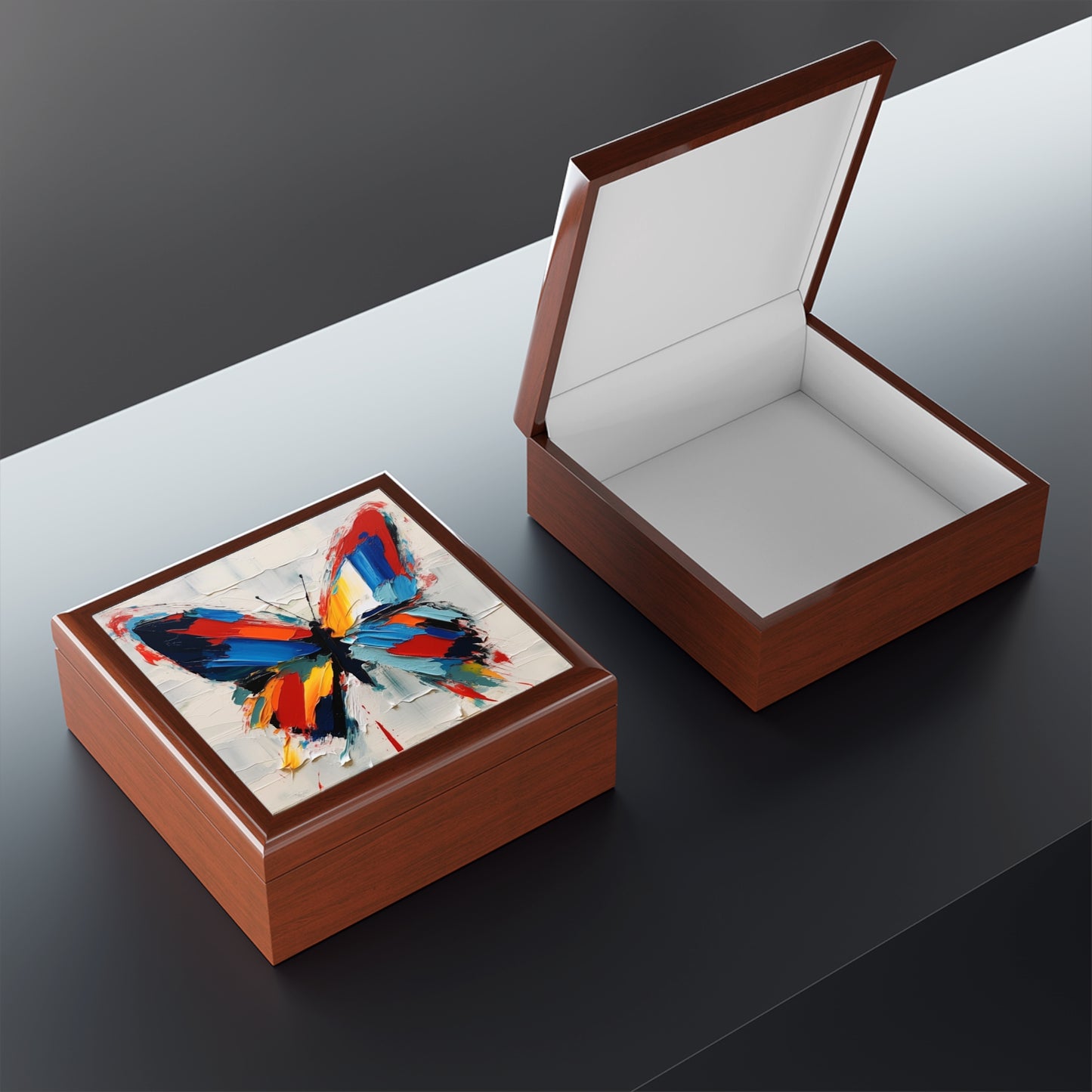 Abstract Jewelry Box for Art Lovers: Butterfly-Inspired Delight