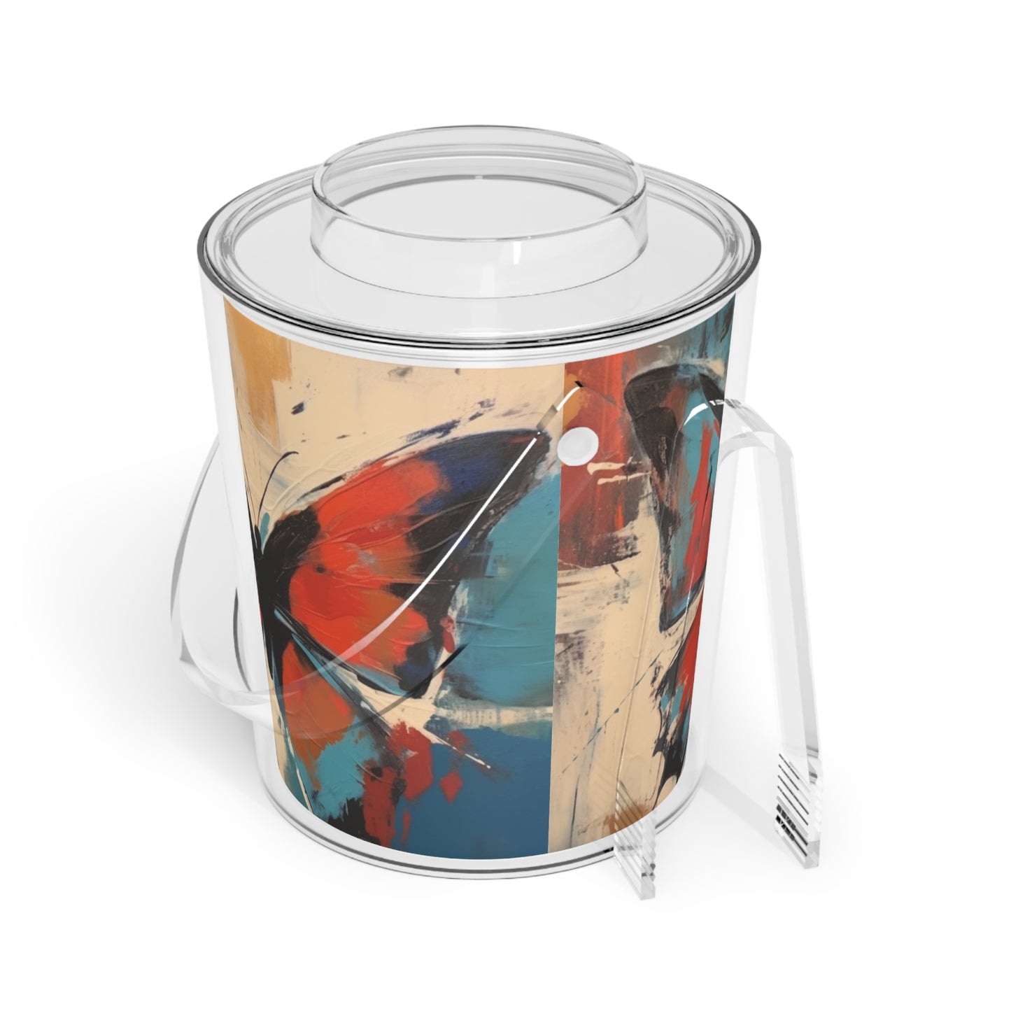 Ice Bucket with Tongs with Bauhaus-Inspired Butterfly: Embrace the Subtle Elegance of Nature