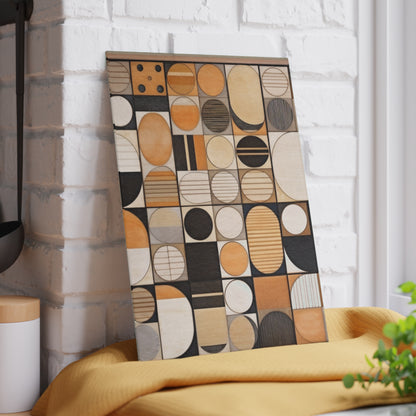 Organic Geometry: Glass Cutting Board with Earthy Palettes and Bold Block Prints