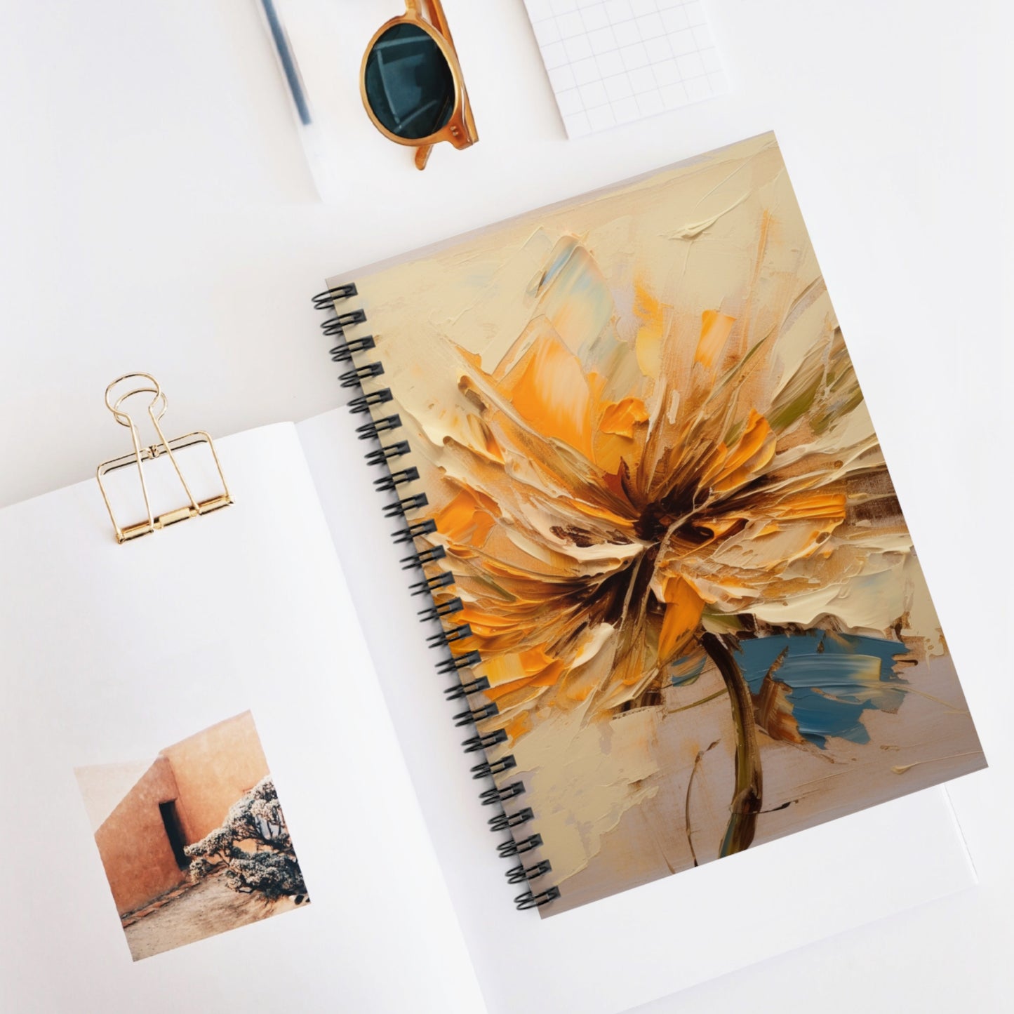 A Brush of Nature's Elegance: Spiral Notebook for Artistic Flower Lovers