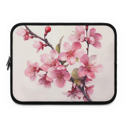 Artistic Flourish: Floral Watercolor Cherry Blossom Laptop Sleeve