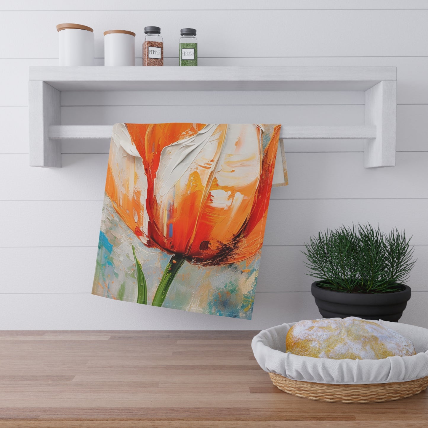 Kitchen Towel with Vibrant Orange Tulip: Embrace the Beauty of Nature
