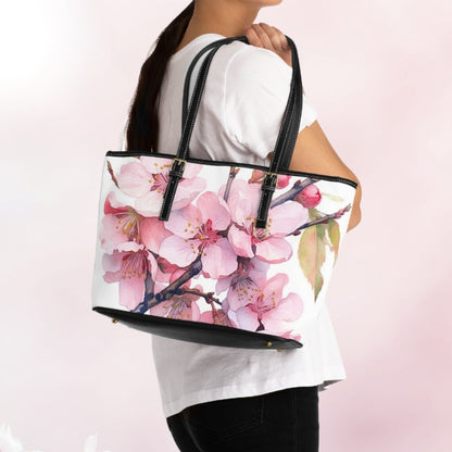 Whimsical Delight: Watercolor Cherry Blossom Tree PU Leather Shoulder Bag